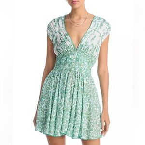 Poupette St. Barth Ciao Green and White Mini Dress